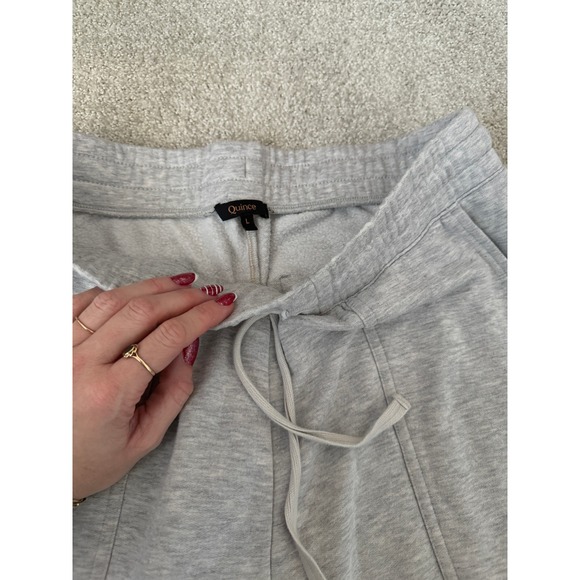 Quince Gray Wide Leg Cropped Lounge Pants Women's Large Drawstring Waist * flaw - Picture 5 of 9